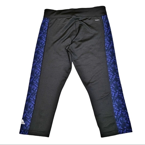 ADIDAS CLIMALITE Activewear capri leggings Workout Black Royal blue Drifit Large - Picture 7 of 8